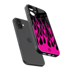 y2k black pink flames back phone cover | glass case for iphone 16 plus