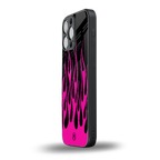 y2k black pink flames back phone cover | glass case for iphone 16 pro max