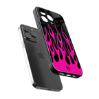 y2k black pink flames back phone cover | glass case for iphone 16 pro