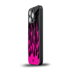 y2k black pink flames back phone cover | glass case for iphone 16 pro