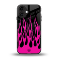 y2k black pink flames back phone cover | glass case for iphone 16