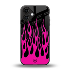 y2k black pink flames back phone cover | glass case for iphone 16