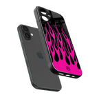 y2k black pink flames back phone cover | glass case for iphone 16