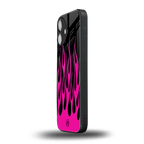 y2k black pink flames back phone cover | glass case for iphone 16