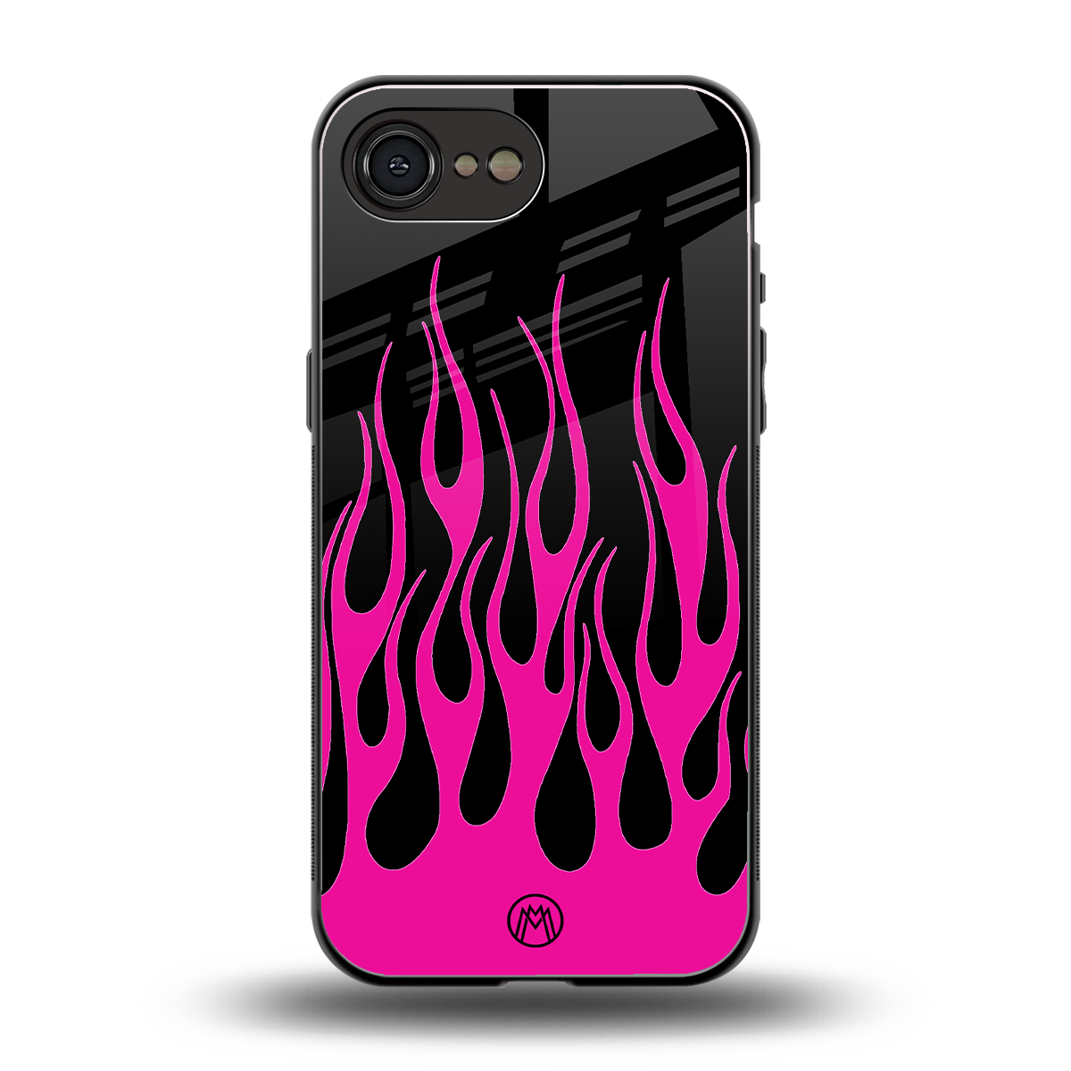 y2k black pink flames back phone cover | glass case for iphone 16e