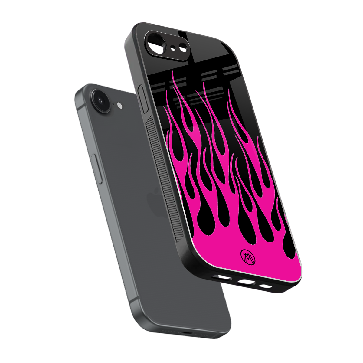 y2k black pink flames back phone cover | glass case for iphone 16e