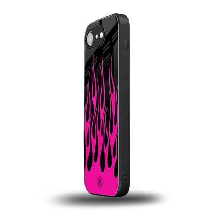 y2k black pink flames back phone cover | glass case for iphone 16e