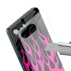y2k black pink flames back phone cover | glass case for iphone 16e
