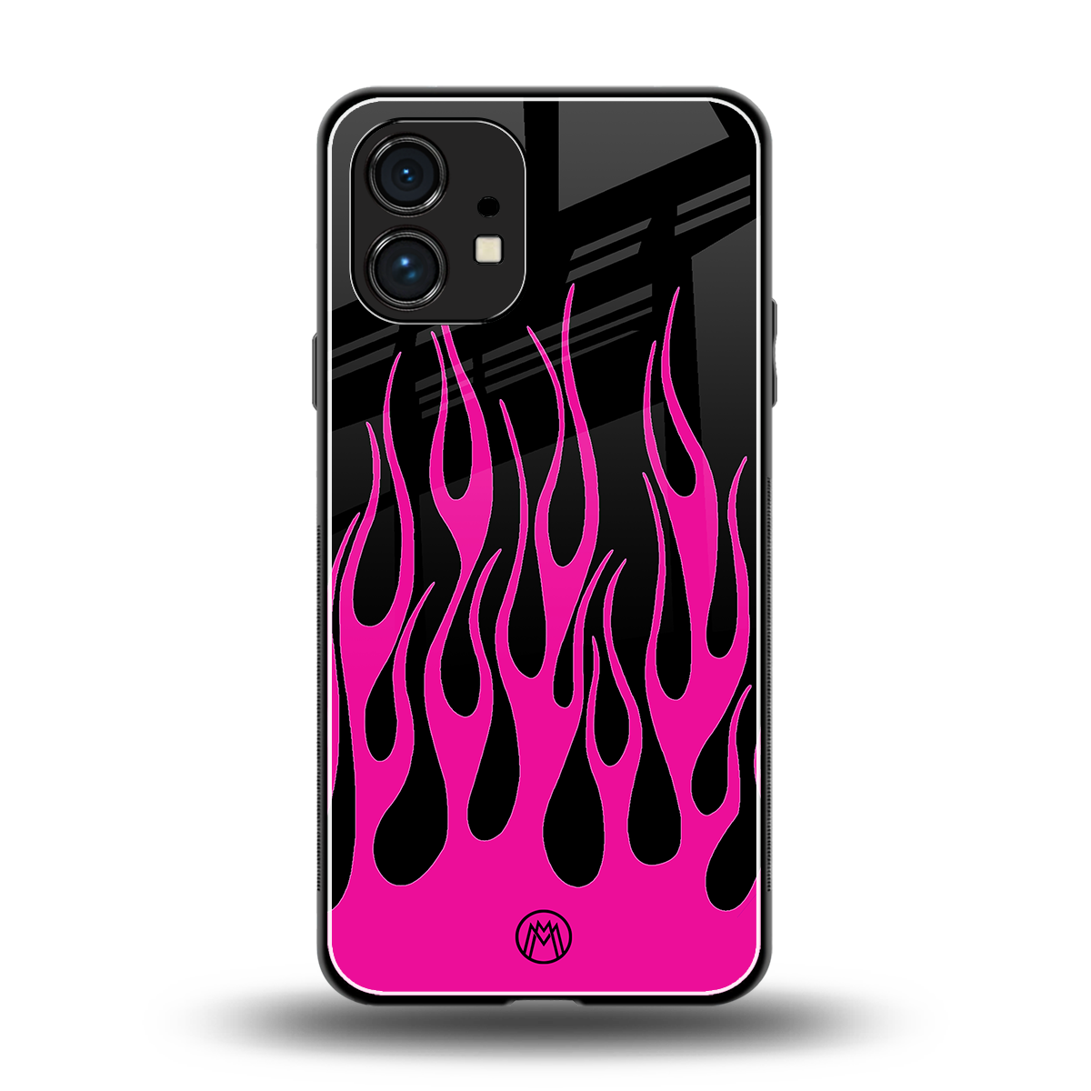 y2k black pink flames back phone cover | glass case for nothing phone 1