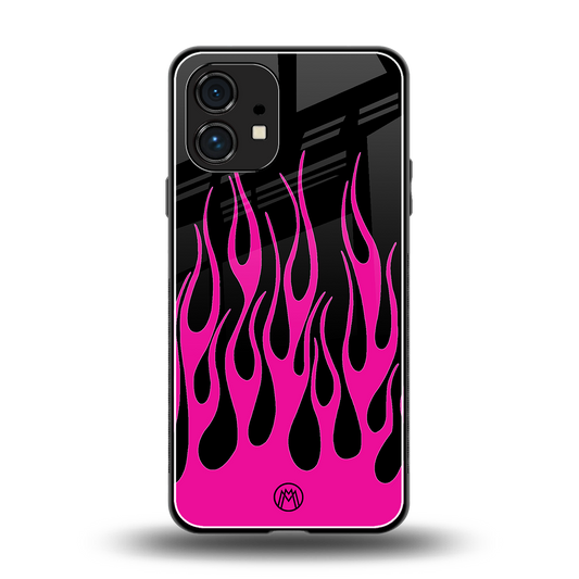 y2k black pink flames back phone cover | glass case for nothing phone 1
