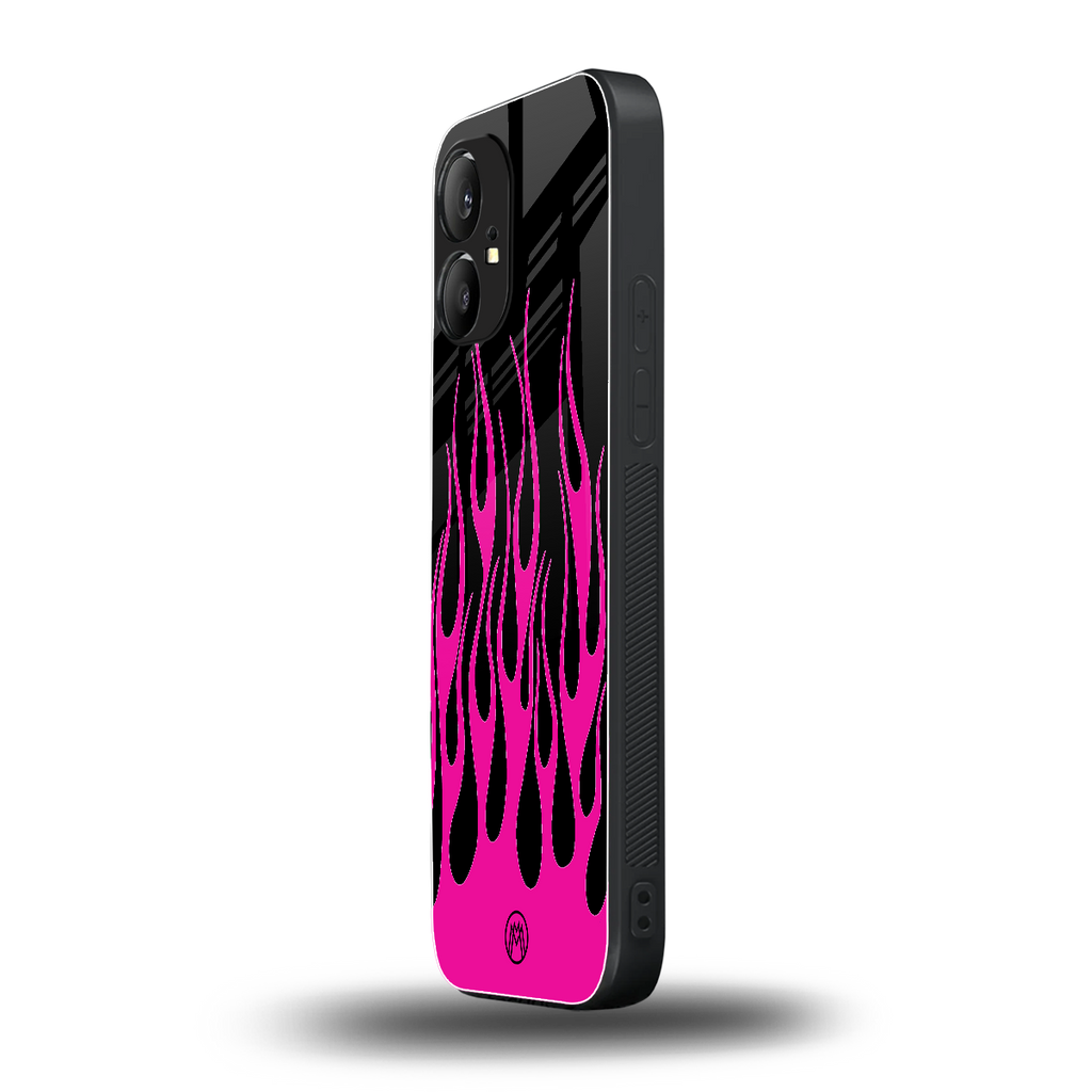 y2k black pink flames back phone cover | glass case for nothing phone 1