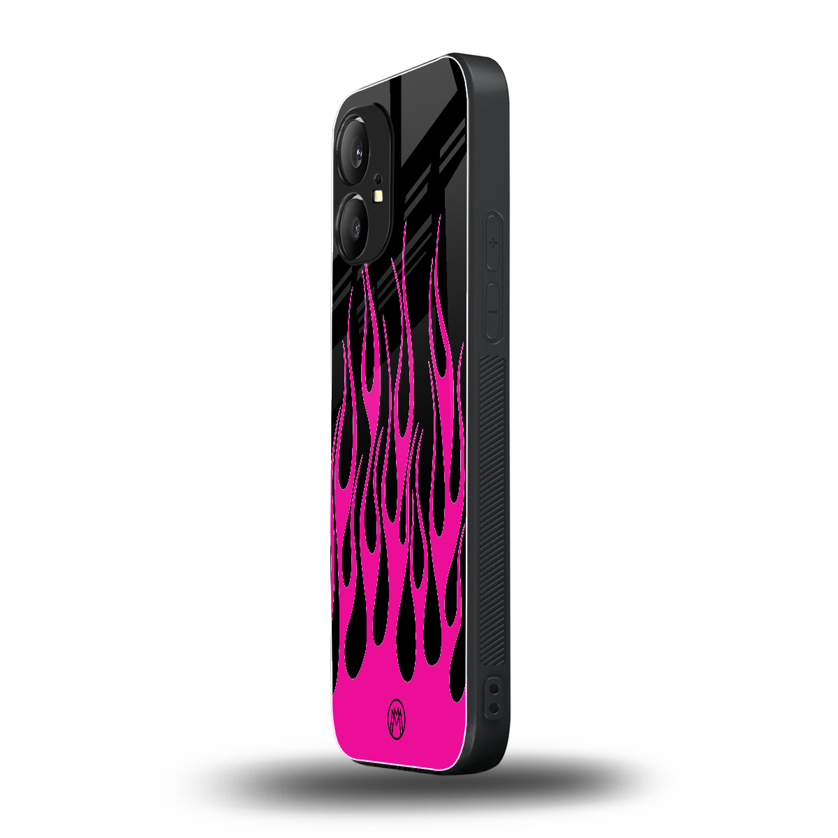 y2k black pink flames back phone cover | glass case for nothing phone 1