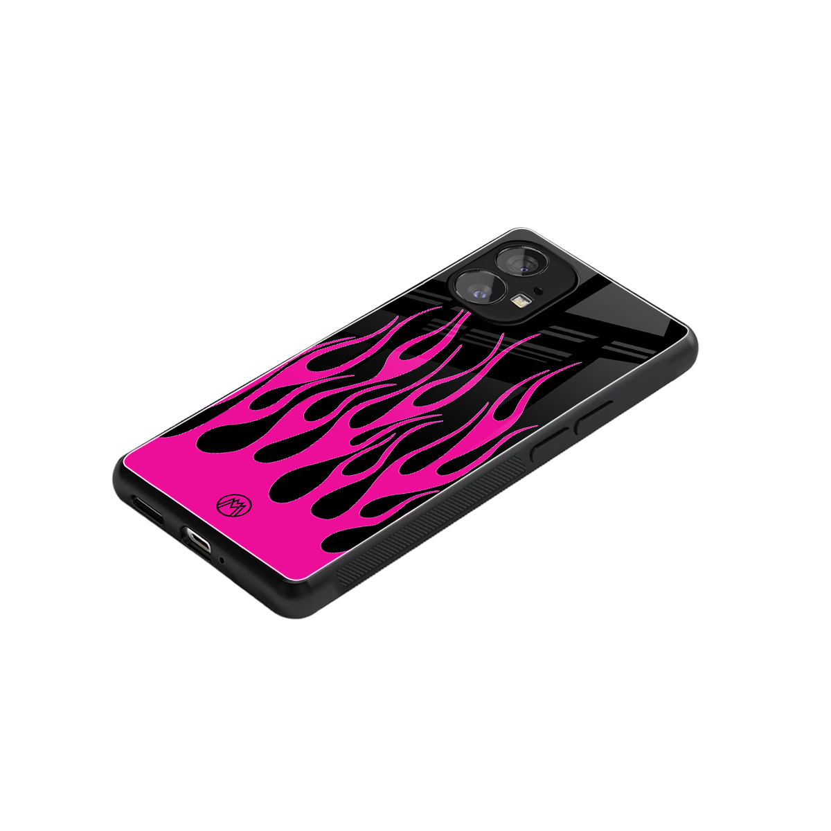 y2k black pink flames back phone cover | glass case for nothing phone 1