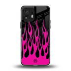 y2k black pink flames back phone cover | glass case for nothing phone 2