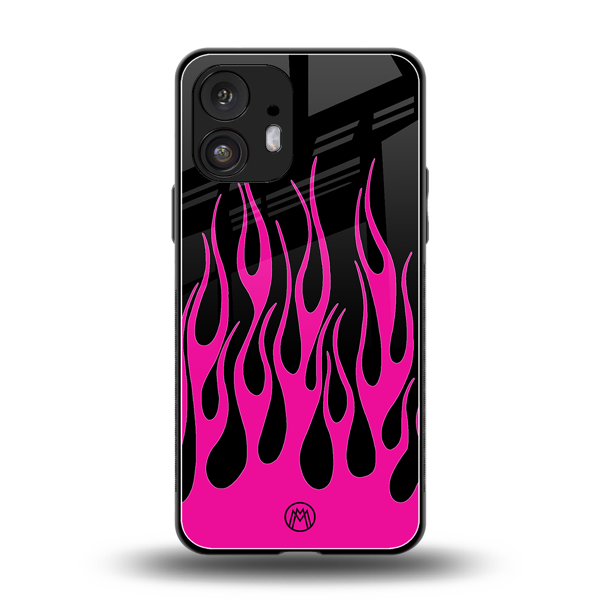 y2k black pink flames back phone cover | glass case for nothing phone 2