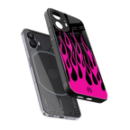 y2k black pink flames back phone cover | glass case for nothing phone 2