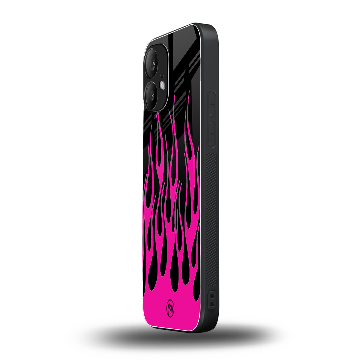 y2k black pink flames back phone cover | glass case for nothing phone 2