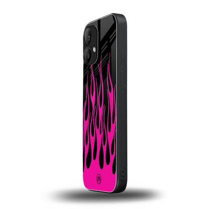 y2k black pink flames back phone cover | glass case for nothing phone 2