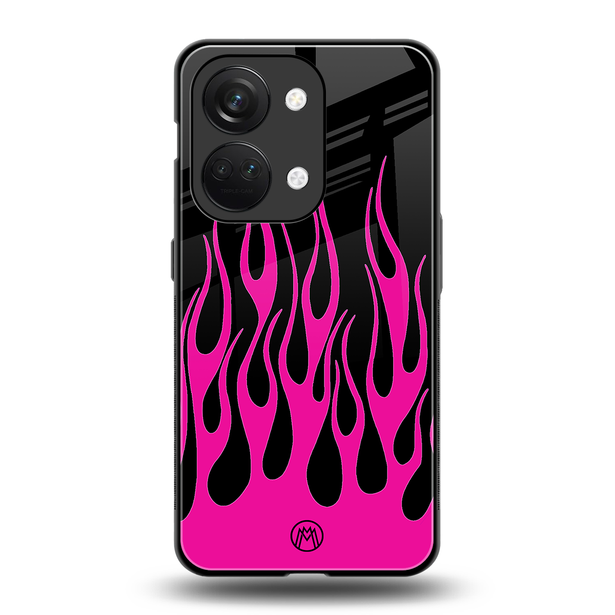 y2k black pink flames back phone cover | glass case for oneplus nord 3