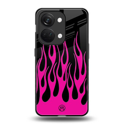 y2k black pink flames back phone cover | glass case for oneplus nord 3