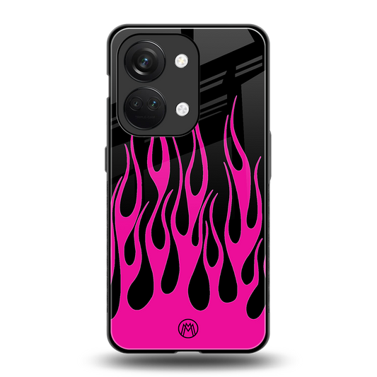 y2k black pink flames back phone cover | glass case for oneplus nord 3