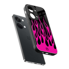 y2k black pink flames back phone cover | glass case for oneplus nord 3
