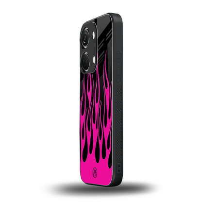 y2k black pink flames back phone cover | glass case for oneplus nord 3