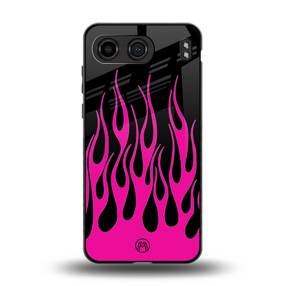 y2k black pink flames back phone cover | glass case for oneplus nord 4