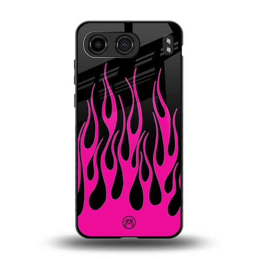 y2k black pink flames back phone cover | glass case for oneplus nord 4
