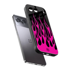 y2k black pink flames back phone cover | glass case for oneplus nord 4