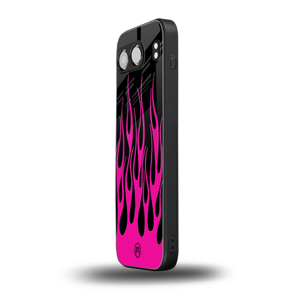 y2k black pink flames back phone cover | glass case for oneplus nord 4