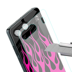 y2k black pink flames back phone cover | glass case for oneplus nord 4