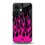 y2k black pink flames back phone cover | glass case for oneplus nord ce 3