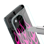 y2k black pink flames back phone cover | glass case for oneplus nord ce 3