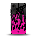 y2k black pink flames back phone cover | glass case for oneplus nord ce 4 lite