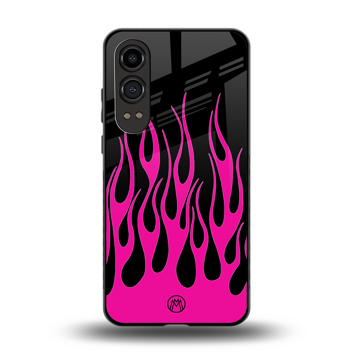 y2k black pink flames back phone cover | glass case for oneplus nord ce 4 lite