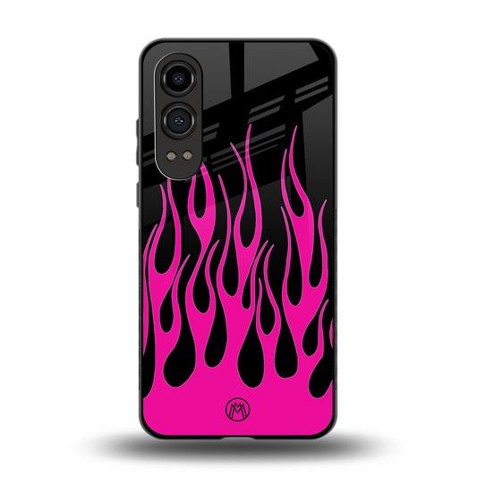 y2k black pink flames back phone cover | glass case for oneplus nord ce 4 lite