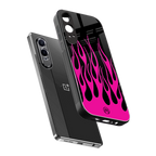y2k black pink flames back phone cover | glass case for oneplus nord ce 4 lite