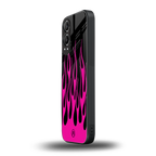y2k black pink flames back phone cover | glass case for oneplus nord ce 4 lite