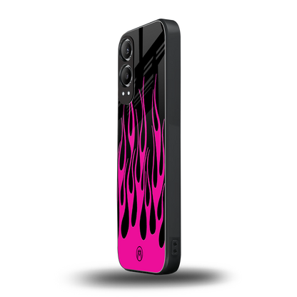 y2k black pink flames back phone cover | glass case for oneplus nord ce 4 lite