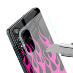 y2k black pink flames back phone cover | glass case for oneplus nord ce 4 lite