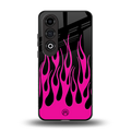 y2k black pink flames back phone cover | glass case for oneplus nord ce 4
