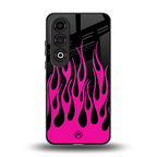 y2k black pink flames back phone cover | glass case for oneplus nord ce 4