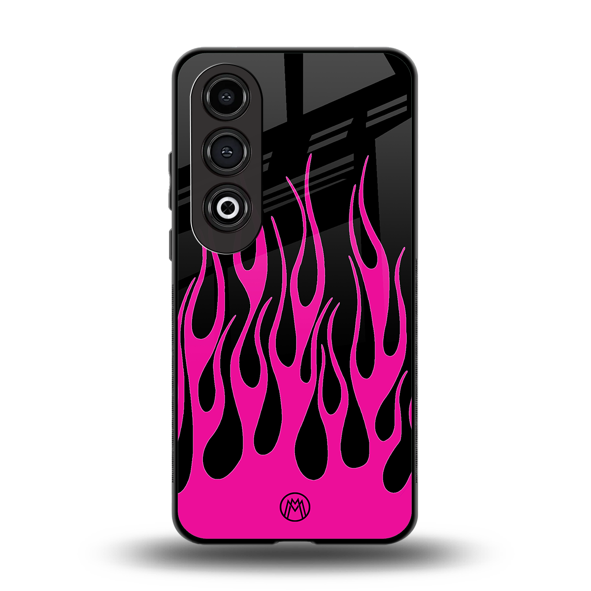 y2k black pink flames back phone cover | glass case for oneplus nord ce 4