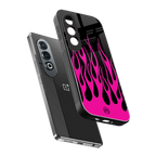 y2k black pink flames back phone cover | glass case for oneplus nord ce 4