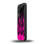 y2k black pink flames back phone cover | glass case for oneplus nord ce 4
