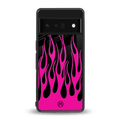 y2k black pink flames back phone cover | glass case for google pixel 6 pro