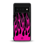 y2k black pink flames back phone cover | glass case for google pixel 6 pro