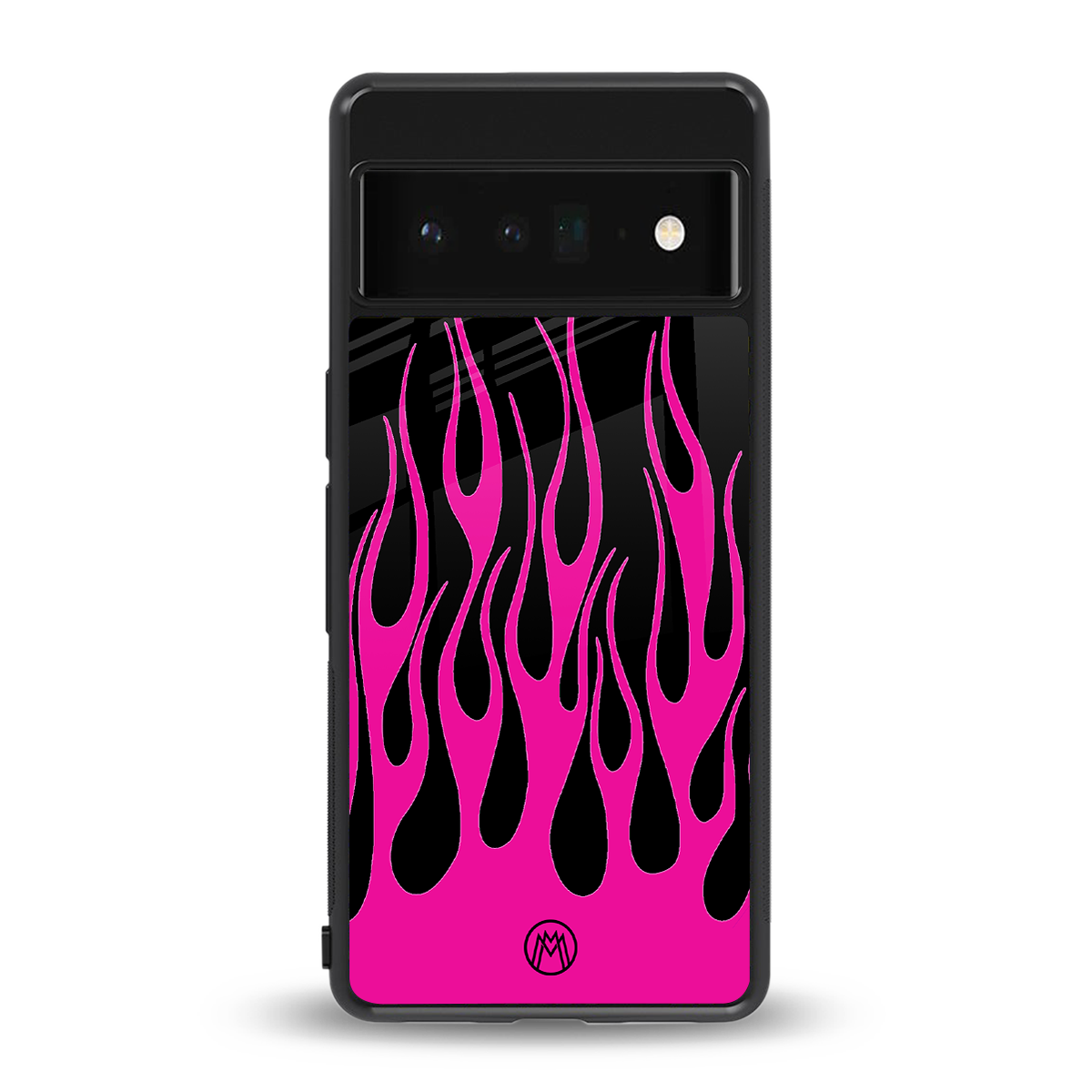 y2k black pink flames back phone cover | glass case for google pixel 6 pro
