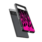 y2k black pink flames back phone cover | glass case for google pixel 6 pro
